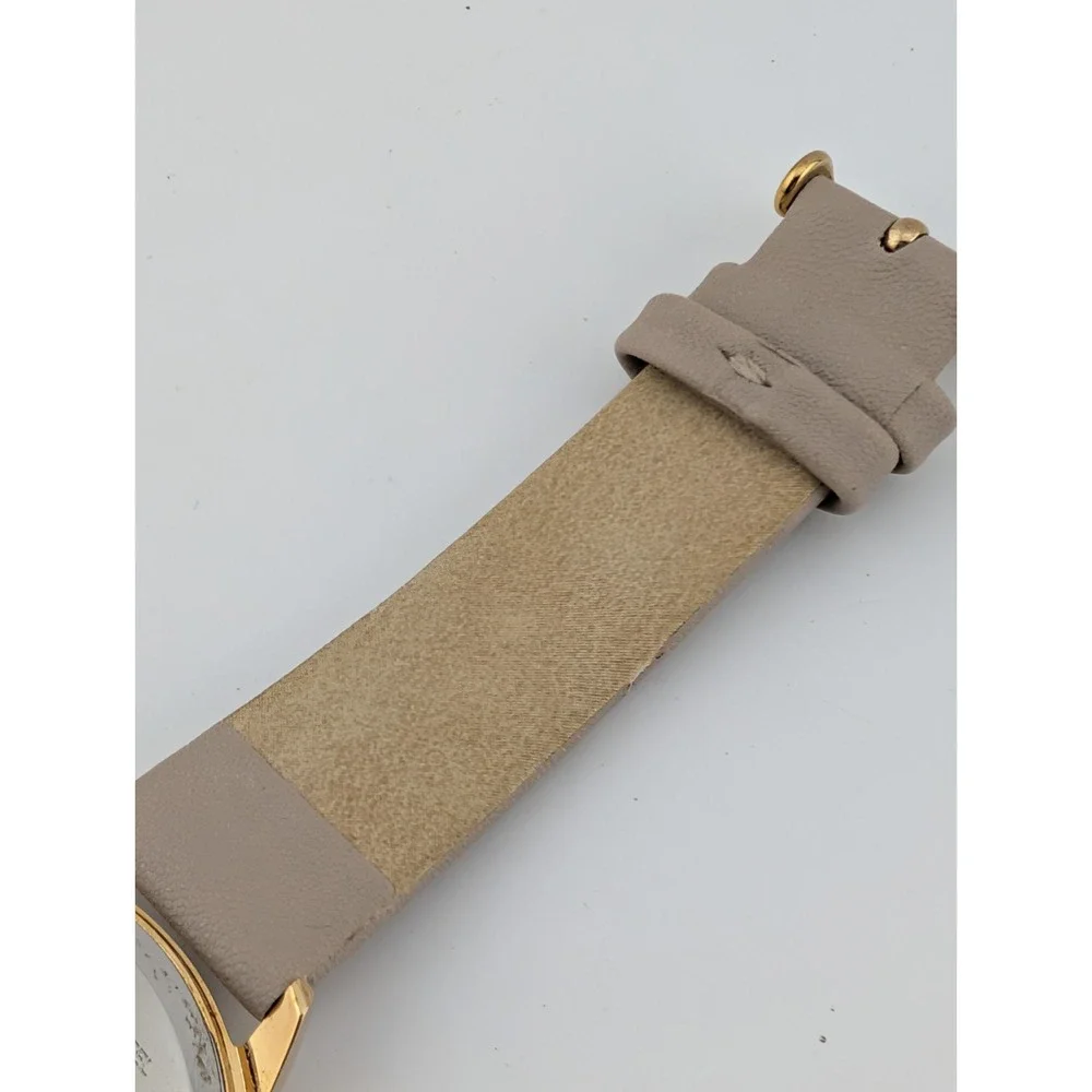 Oriflame Watch Women 37mm Gold Case Beige Leather Band- New Battery‎